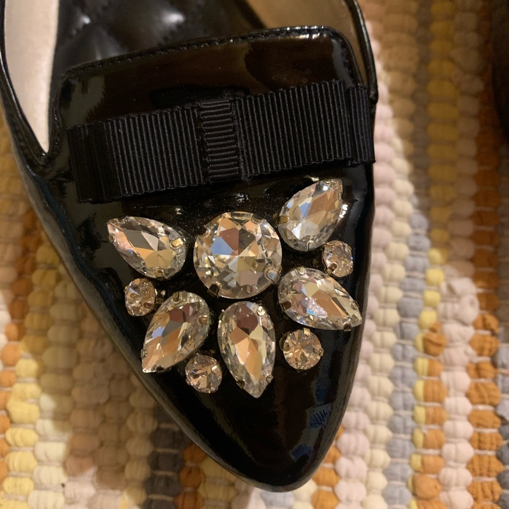 Micheal kors black leather upper silver gemstone slip on ballet flats size 8 - Picture 3 of 8